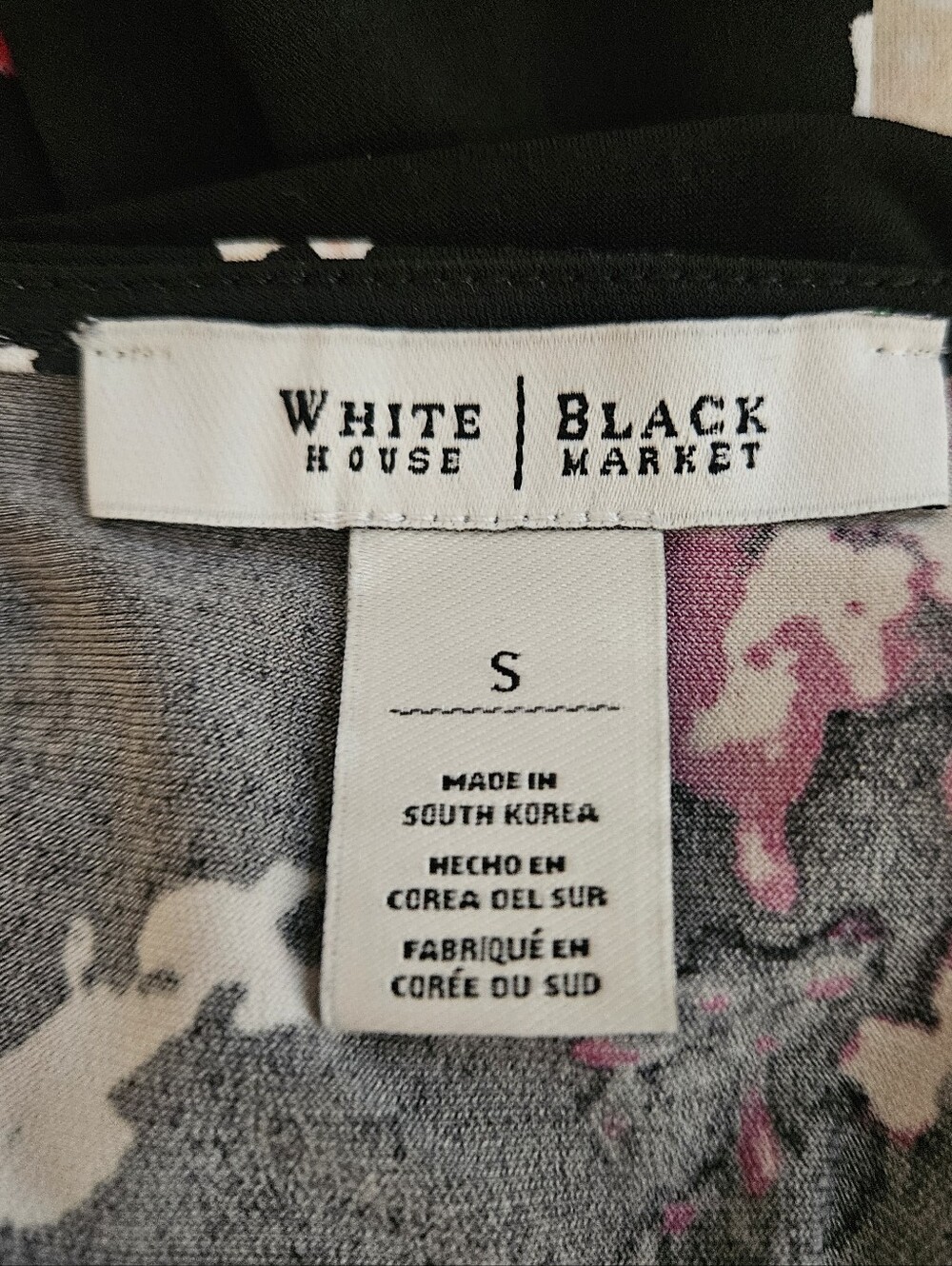 White House Black Market Black Floral Tunic with Pink and Cream Accents - Picture 4 of 5